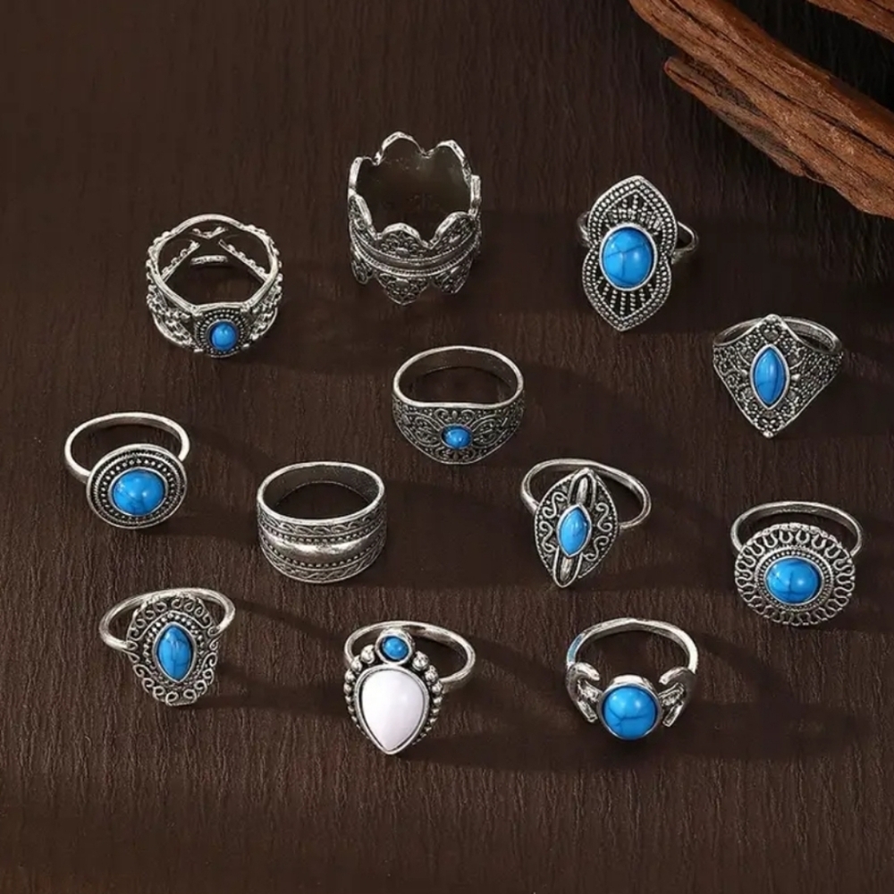 12 Pcs Boho Style Rings - Picture 5 of 5
